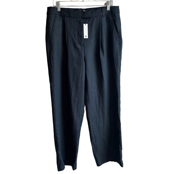 Banana Republic Lina Straight Linen Pant Black 12 882876 - Picture 2 of 11